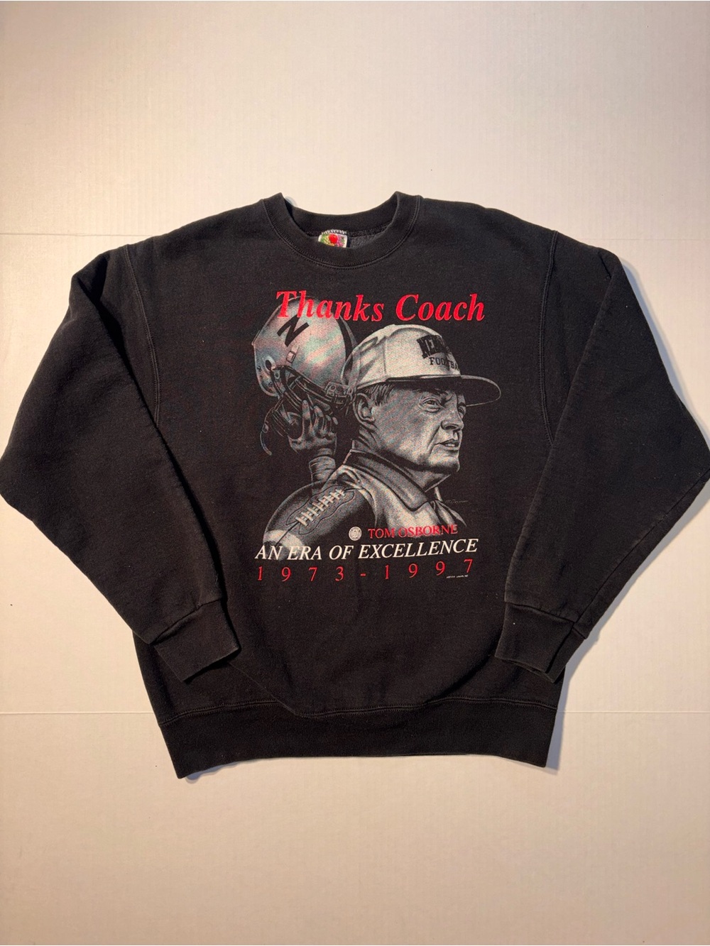 Vtg Nebraska Cornhuskers Football Crewneck Sweatshirt 90s NCAA Tom Osborne Sz L